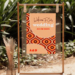Retro Arch & 70s Pattern Groovy Wedding Welcome Poster<br><div class="desc">A welcome sign to match our "Mid Modern Orange Retro Arch Wedding" invitations. Featuring a fun 70s pattern, two arches, and groovy typography, this sign includes the special date, and the couples' initials. More matching signs are available in our store. Feel free to message me with any questions - I'll...</div>