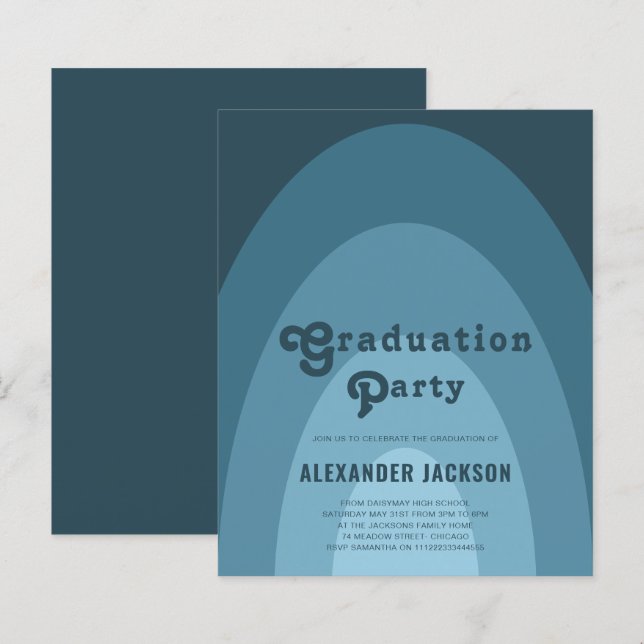 Retro Arch Graduation Party Blue Budget (Front/Back)
