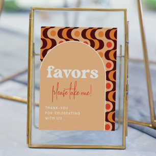 Retro Arch Orange Wedding Favours Sign
