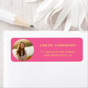 Retro Arch Pink Photo Graduation Return Address