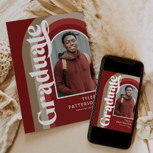Retro Arch Red Photo 2026 Graduation Announcement