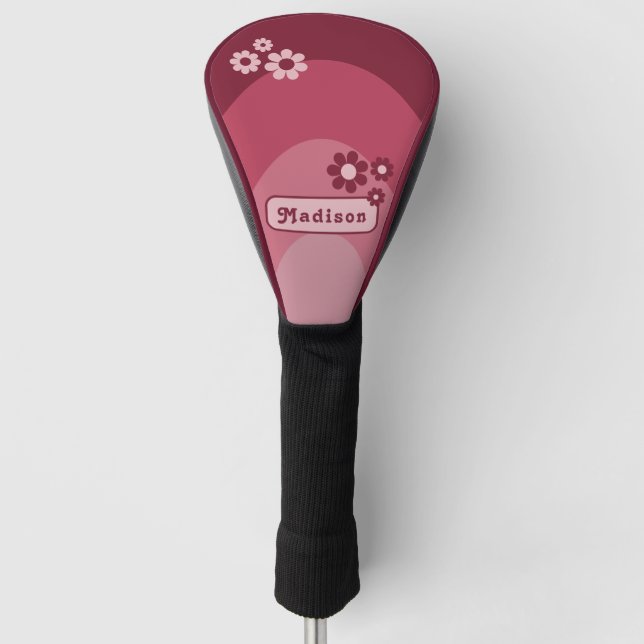Retro Arch Simple Daisy Name Golf Head Cover (Front)
