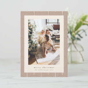 Retro Arch Taupe Neutral Merry Christmas Photo Holiday Card