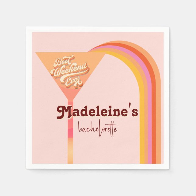 Retro Arch Vintage Sunset Abstract Bachelorette Napkin (Front)