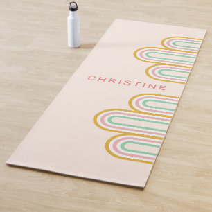 Retro Arched Stripes Pastel Pink Minimal Yoga Mat