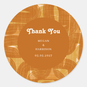 Retro Arches And Bends and Lines Yellow  Classic R Round Sticker