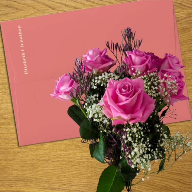 Retro Arches Coral Pink Wedding Envelope (Creator Uploaded)