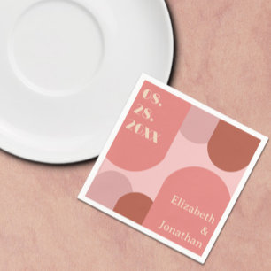 Retro Arches Coral Pink Wedding Napkin