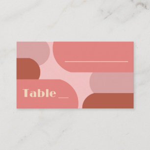 Retro Arches Coral Pink Wedding Place Card