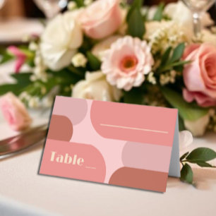 Retro Arches Coral Pink Wedding Place Card