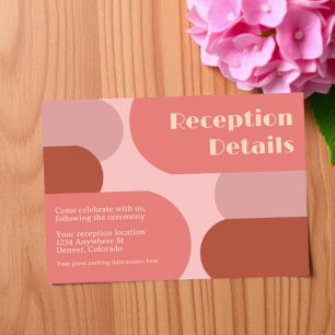 Retro Arches Coral Pink Wedding Reception Enclosure Card