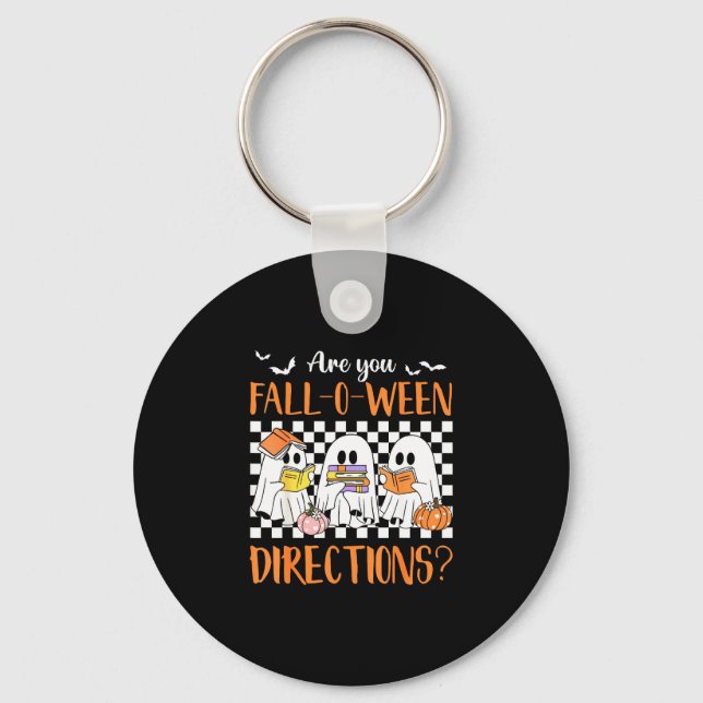 Retro are fall o ween directions teacher halloween keychain (Front)