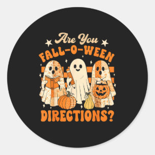 Retro Are You Fall O Ween Directions Teacher Hallo Classic Round Sticker