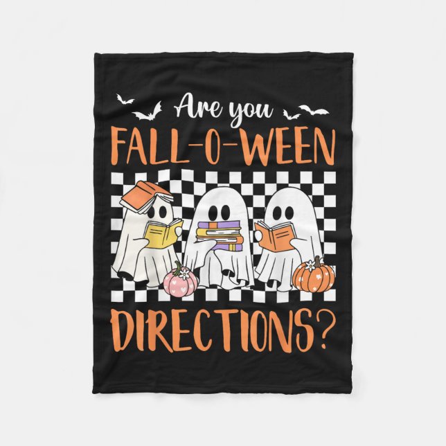 Retro Are You Fall O Ween Directions Teacher Hallo Fleece Blanket (Front)