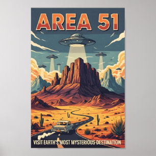 Retro Area 51 Road Trip Poster