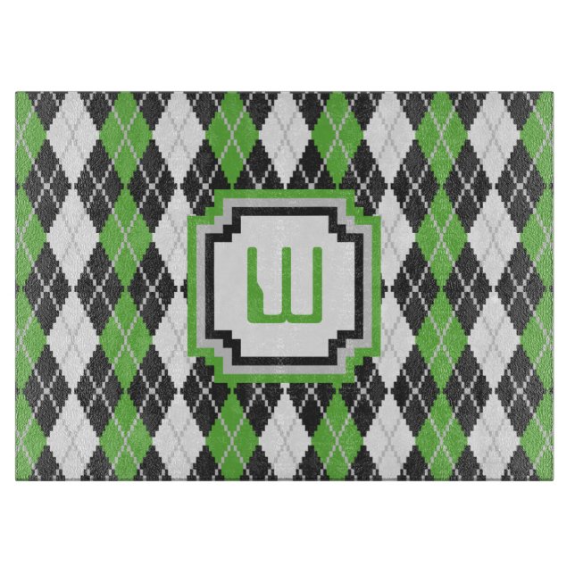 Retro Argyle Glass Cutting Board (Front)