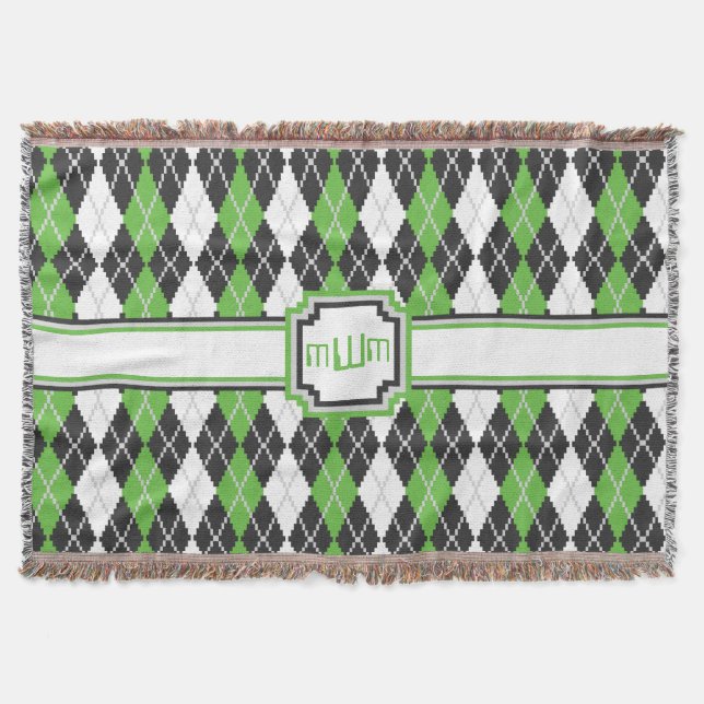 Retro Argyle Throw Blanket (Front)