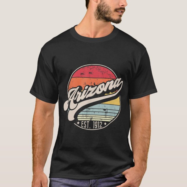 Retro Arizona Home State AZ Cool 70s Style Sunset T-Shirt (Front)
