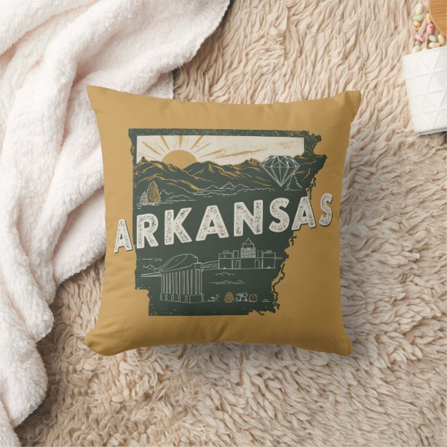 Retro Arkansas State Throw Pillow (Blanket)