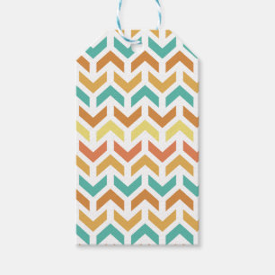 Retro Arrows Chevron Orange Teal Gold Gift Tags