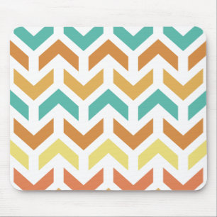 Retro Arrows Chevron Orange Teal Gold Mouse Pad