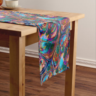 Retro art abstract colourful pretty table runner