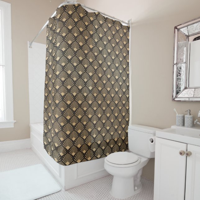 Retro Art Deco Black And Sepia Fan Pattern (In Situ)