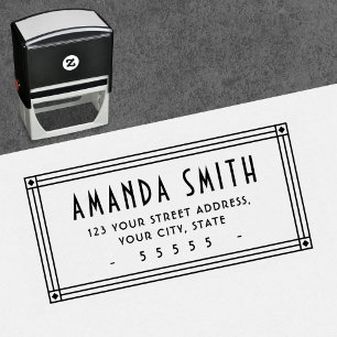 Retro Art Deco border return address Self-inking Stamp