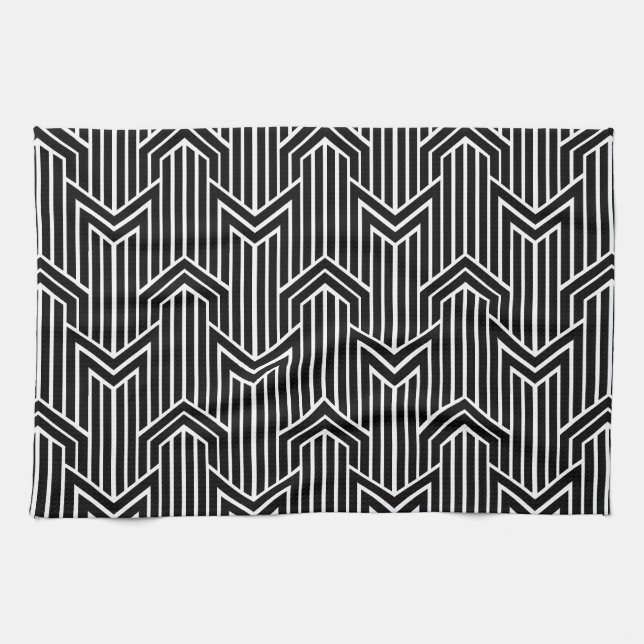 Retro Art Deco Chevron Pattern Kitchen Towel (Horizontal)