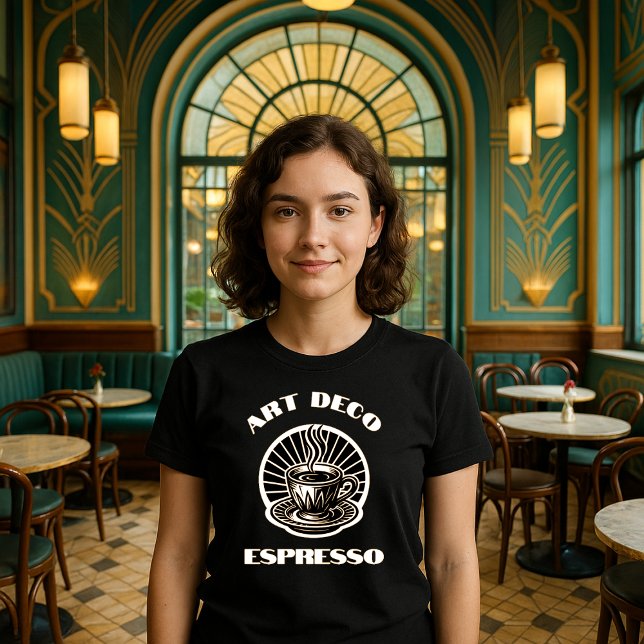 Retro Art Deco Espresso Coffee Cup Template T-Shirt (Creator Uploaded)