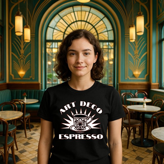 Retro Art Deco Espresso Coffee Template T-Shirt (Creator Uploaded)
