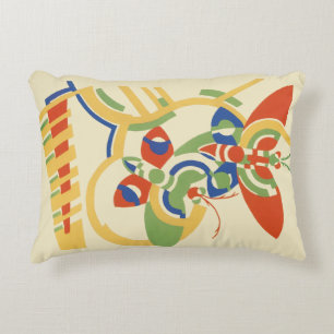 Retro Art Deco Geometric Floral Poster Art Accent Pillow
