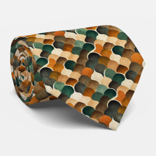 Retro Art Deco Geometry in Warm Gold & Green Tie