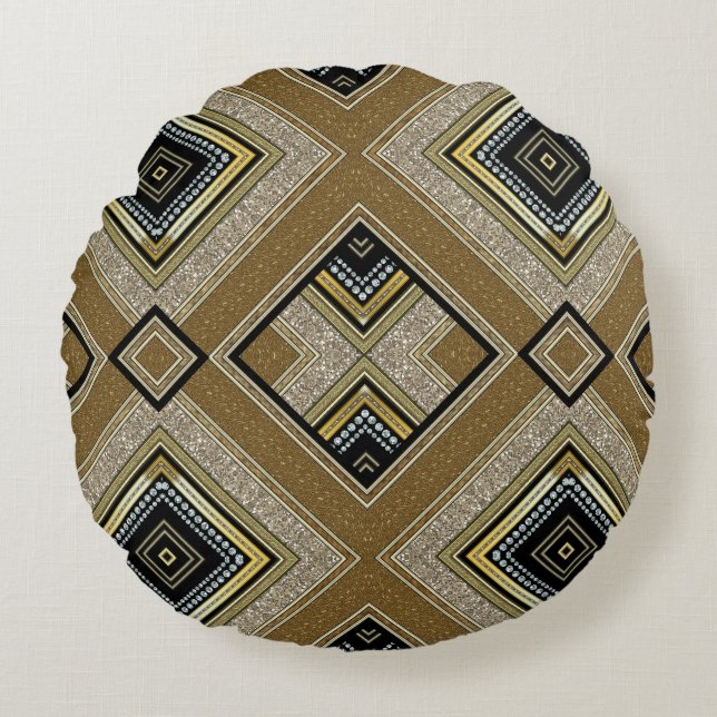 Retro Art Deco Glam Round Pillow (Front)