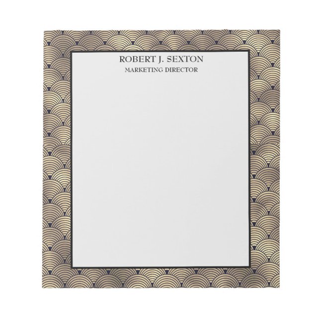  Retro Art Deco Gold and Black Rainbow Pattern   Notepad (Front)