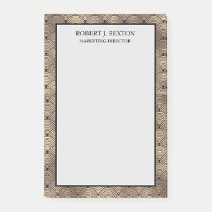 Retro Art Deco Gold and Black Rainbow Pattern Post-it Notes