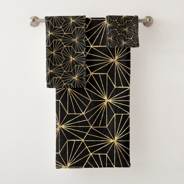 Retro Art Deco Gold Black Geometric Pattern (En situation)