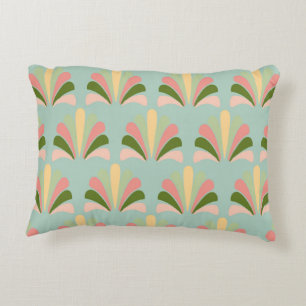 Retro Art Deco Green Pink Accent Pillow