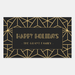 Retro art deco Happy Holidays Sticker
