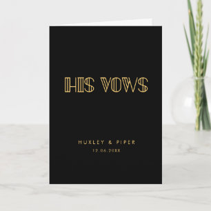 Retro art deco His vows wedding vows Card