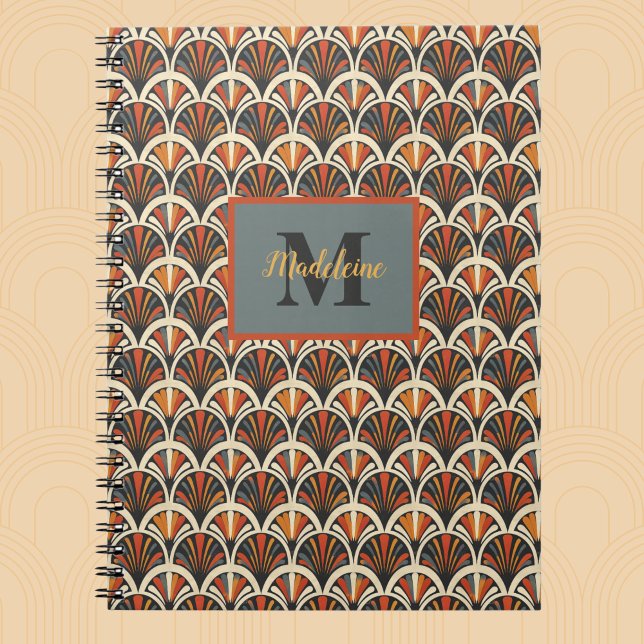 Retro Art Deco Jazz Age Muted Colours Monogram Notebook (Creator Uploaded)