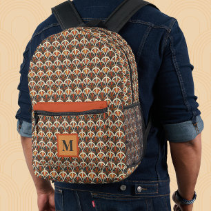 Retro Art Deco Jazz Age Muted Colours Monogram Printed Backpack
