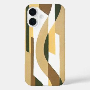 Retro Art Deco Jazz Brown Autumn Curve Pattern iPhone 16 Case