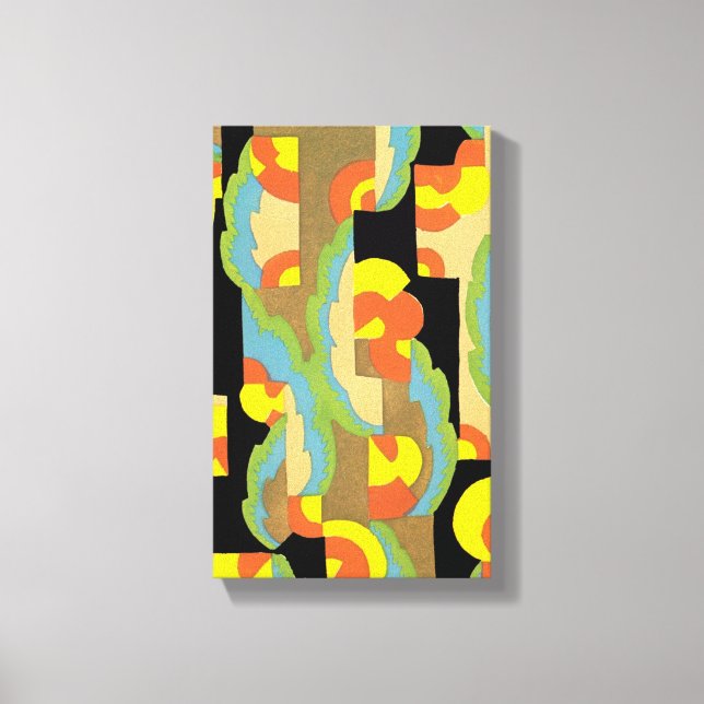 Retro Art Deco Jazz Circles Clouds Rainbow Pattern Canvas Print (Front)