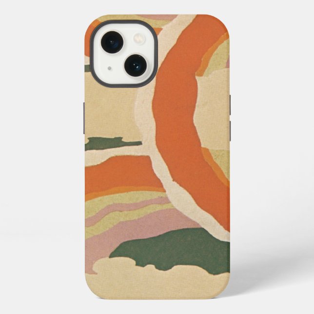 Retro Art Deco Jazz Circles Clouds Rainbow Pattern iPhone Case (Back)