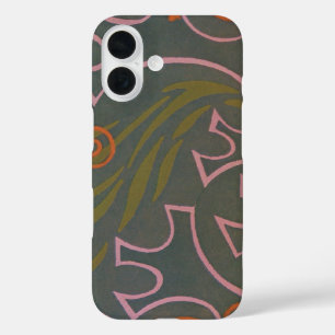 Retro Art Deco Jazz Pink Orange Grey Lines Pattern iPhone 16 Case