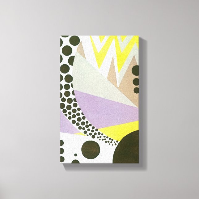 Retro Art Deco Jazz Polka Dots Zig Zag Pattern Canvas Print (Front)