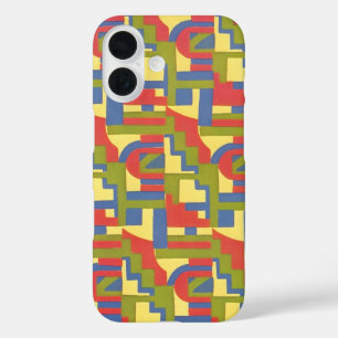 Retro Art Deco Jazz, Stair Step Geometric Patterns iPhone 16 Case