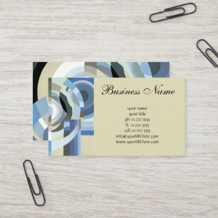 Retro Art Deco Jazz Vintage Blue Circles Pattern Business Card