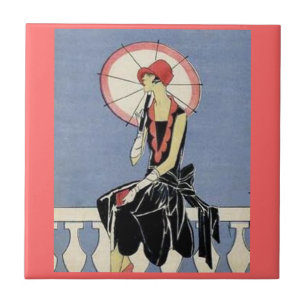 Retro Art Deco Lady Tile